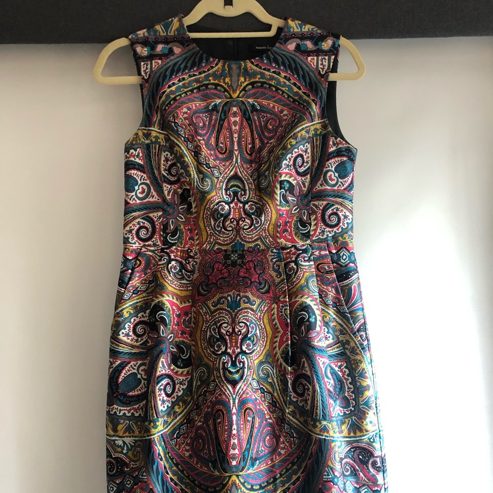 scarf print silk mini dress